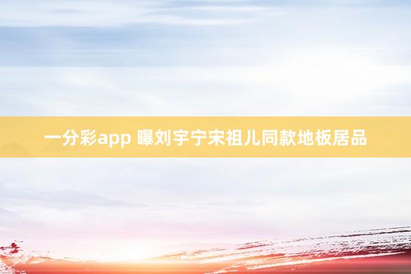 一分彩app 曝刘宇宁宋祖儿同款地板居品