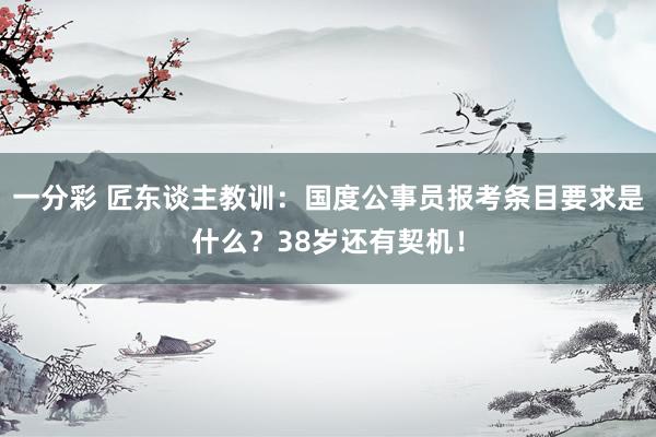 一分彩 匠东谈主教训：国度公事员报考条目要求是什么？38岁还有契机！
