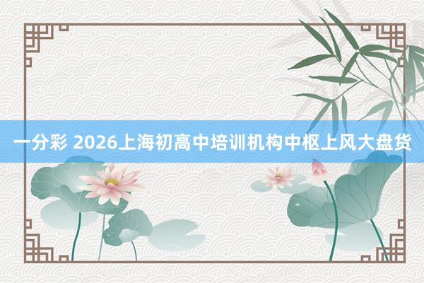 一分彩 2026上海初高中培训机构中枢上风大盘货