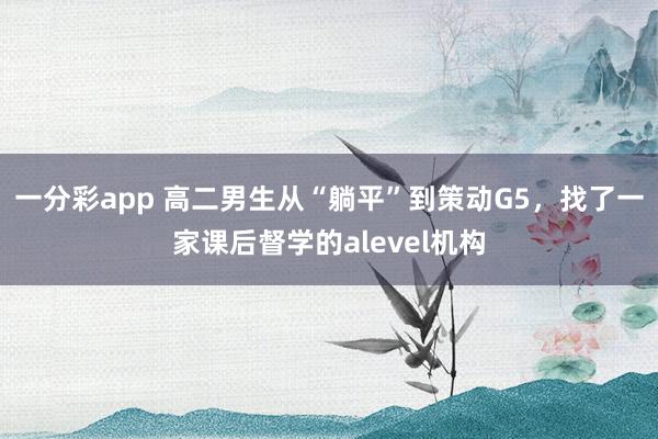 一分彩app 高二男生从“躺平”到策动G5，找了一家课后督学的alevel机构