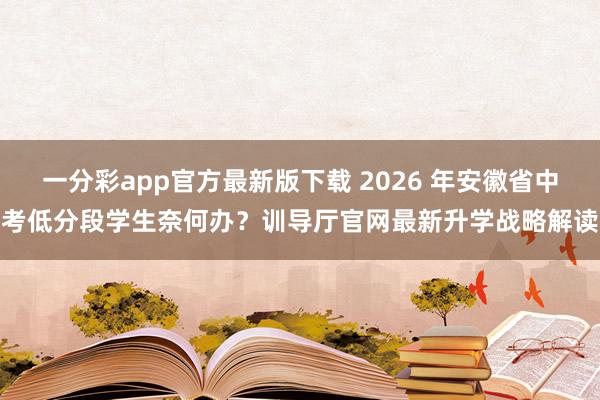 一分彩app官方最新版下载 2026 年安徽省中考低分段学生奈何办？训导厅官网最新升学战略解读