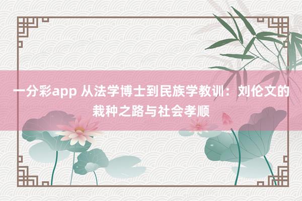 一分彩app 从法学博士到民族学教训：刘伦文的栽种之路与社会孝顺