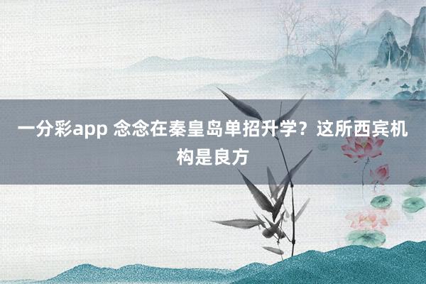 一分彩app 念念在秦皇岛单招升学？这所西宾机构是良方