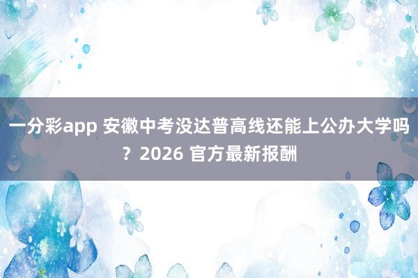 一分彩app 安徽中考没达普高线还能上公办大学吗？2026 官方最新报酬