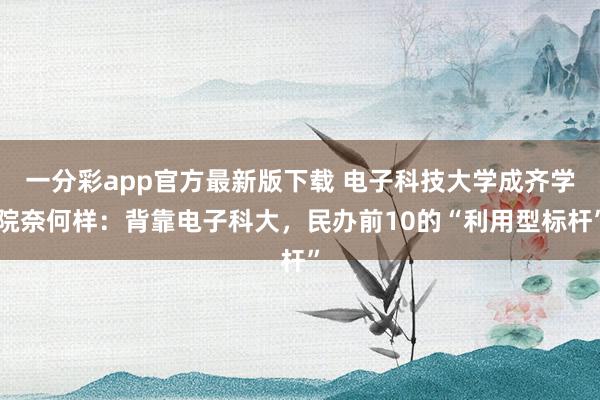 一分彩app官方最新版下载 电子科技大学成齐学院奈何样：背靠电子科大，民办前10的“利用型标杆”