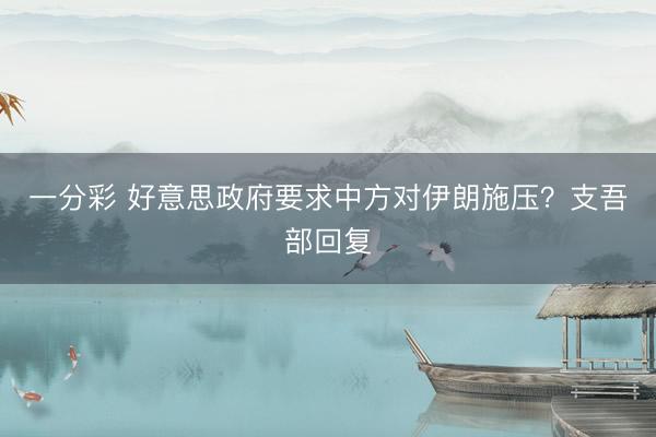 一分彩 好意思政府要求中方对伊朗施压？支吾部回复